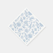 Serviette En Papier Toile de Jouy Safari animaux Baby shower bleu (Coin)