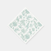 Serviette En Papier Toile de Jouy Safari animaux Sage Baby shower (Coin)