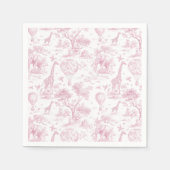 Serviette En Papier Toile de Jouy Safari Baby shower rose (Devant)