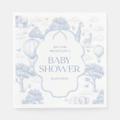 Serviette En Papier Toile De Jouy Safari Blue Boy Baby Shower Napkins (Devant)