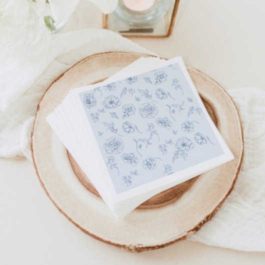 Serviette En Papier Toile de Jouy Something Blue Floral baby shower de