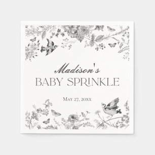 Serviette En Papier Toile De Jouy Vintage Florale Bébé Sprinkle Noir
