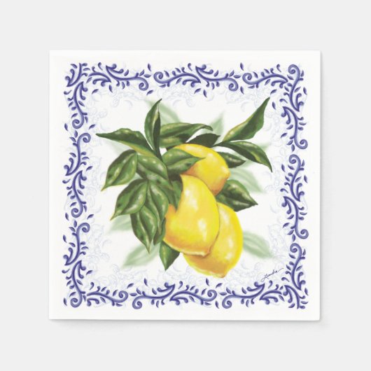 Serviette En Papier Toile Lemons Cocktail Napkins (Devant)