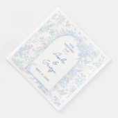 Serviette En Papier Toile mariage bleu et blanc (Coin)