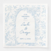 Serviette En Papier Toile mariage bleu et blanc (Devant)