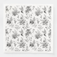 Toile Noire De Jouy Vintage Floral Chinoiserie