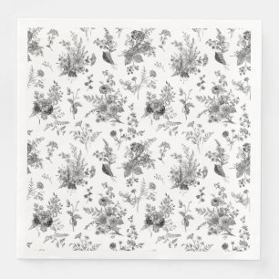 Serviette En Papier Toile Noire De Jouy Vintage Floral Chinoiserie