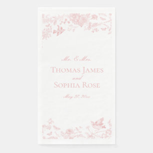 Serviette En Papier Toile rose De Jouy Vintage Mariage Floral