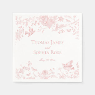 Serviette En Papier Toile rose De Jouy Vintage Mariage Floral