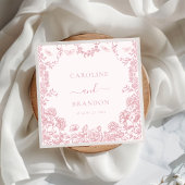 Serviette En Papier Toile rose Floral Chinoiserie Mariage Napkins