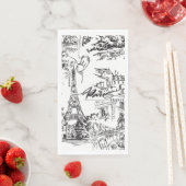 Serviette En Papier Toile Tour Eiffel (En situation)