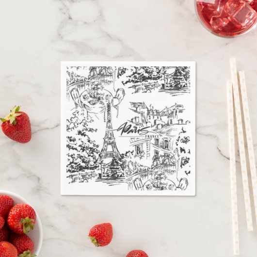 Serviette En Papier Toile Tour Eiffel (En situation)