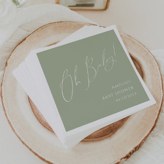 Serviette En Papier Toilettes de Baby shower Whimsical Sage Green Oh