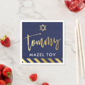Serviette En Papier TOM Bar Mitzvah mazel tov pour Tommy navy + or (En situation)