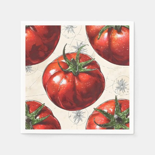 Serviette En Papier Tomates rétro (Devant)