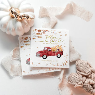 Serviette En Papier Tomber Amoureux Camion Vintage Rouge Citrouille Au