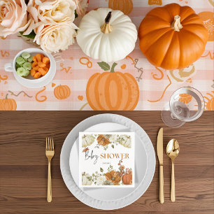 Serviette En Papier tomber amoureux citrouille baby shower floral Invi
