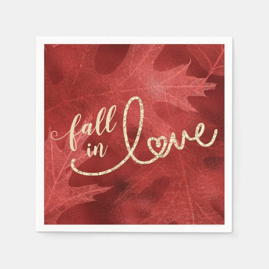 Serviette En Papier Tomber amoureux de l'automne | Apple Rouge et Or (Devant)