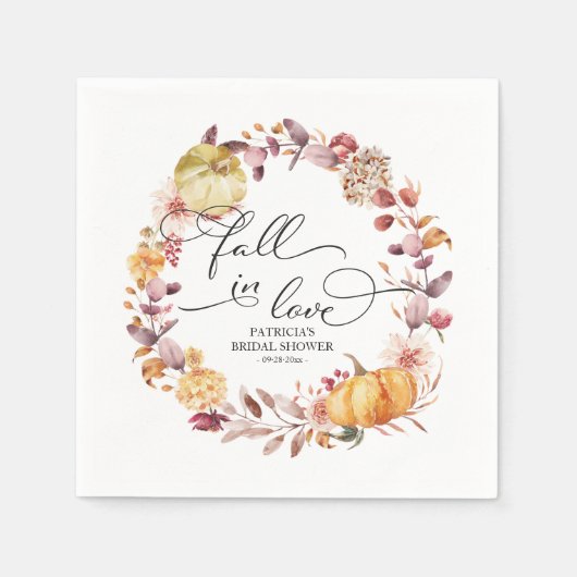 Serviette En Papier Tomber dans l'amour Automne Feuilles Citrouille Fê (Devant)