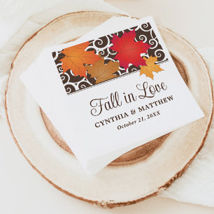 Serviette En Papier Tomber dans l'amour Automne Feuilles Mariage Monog