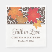 Serviette En Papier Tomber dans l'amour Automne Feuilles Mariage Monog (Devant)