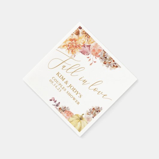 Serviette En Papier Tomber dans l'amour Automne Floral Couples Wedding (Coin)