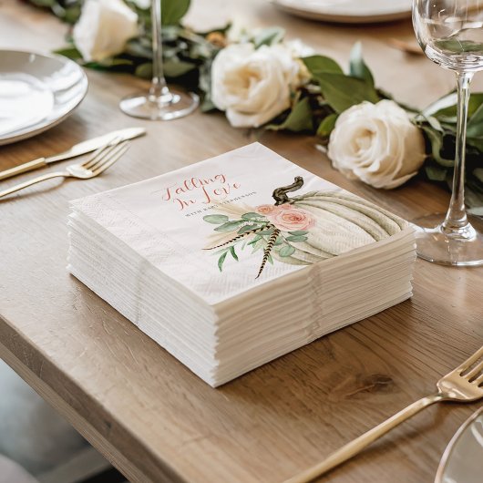 Serviette En Papier Tomber Dans L'Amour Avec Bébé Aquarelle Citrouille