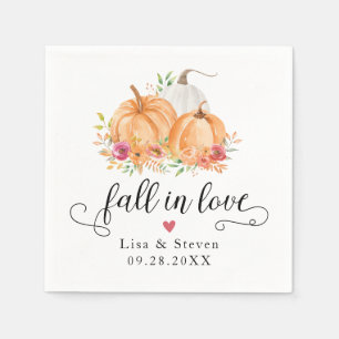 Serviette En Papier Tomber dans l'amour Citrouille Mariage serviettes
