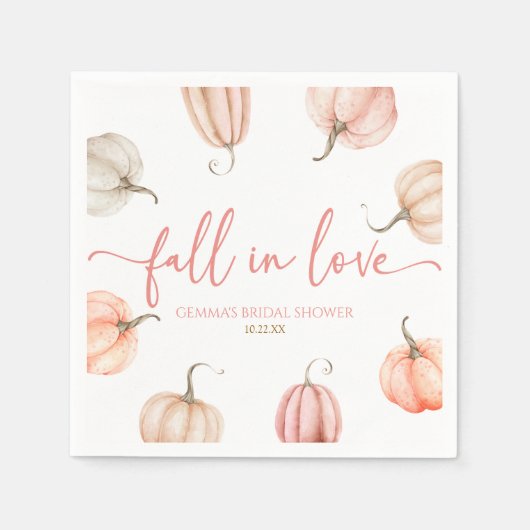 Serviette En Papier Tomber dans l'amour Citrouille rose Fête des marié (Devant)