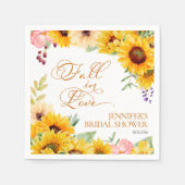 Serviette En Papier Tomber dans l'amour | Fête des mariées tournesol (Devant)