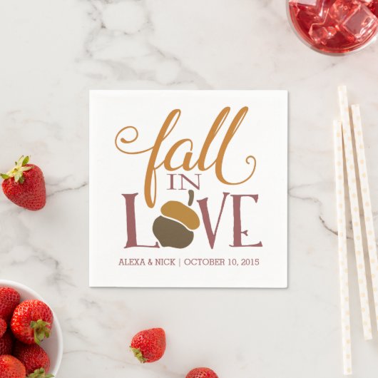 Serviette En Papier Tomber dans l'amour | Fiançailles Mariage d'automn (En situation)