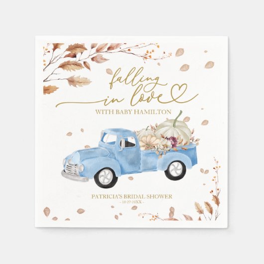 Serviette En Papier Tomber dans l'amour garçon Baby shower d'automne (Devant)