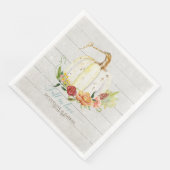 Serviette En Papier Tombez amoureux Élégant blanc citrouille florale r (Coin)