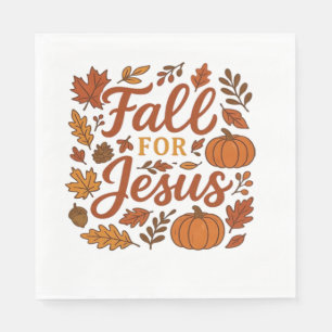 Serviette En Papier Tombez Pour Jésus Citrouille D'automne Foi Chrétie