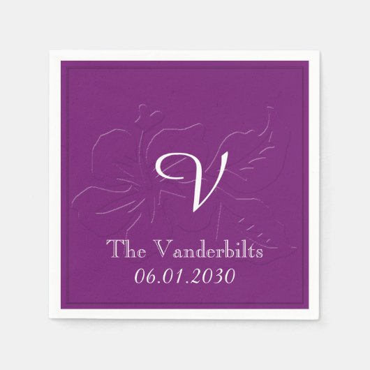 Serviette En Papier tonalité d'oignon sur ton Mariage de monogramme (Devant)