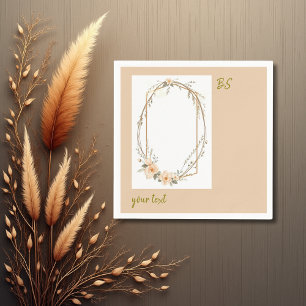 Serviette En Papier tonalité pêche douce rustique minimum monogramme f