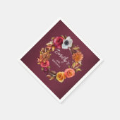 Serviette En Papier Tonalité Terre Bourgogne Fleurs d'automne 90e anni (Coin)