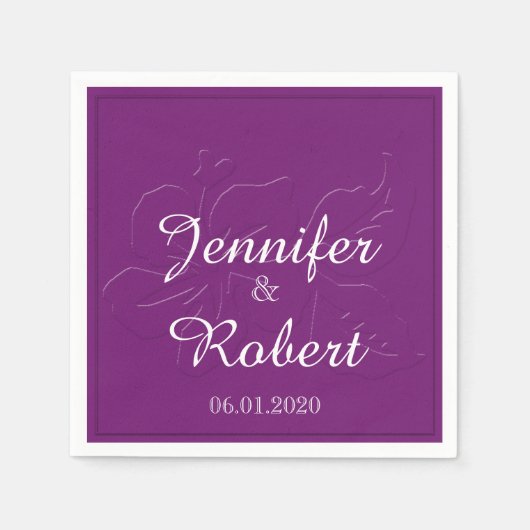 Serviette En Papier Tone d'aubergine sur ton Mariage Napkin (Devant)
