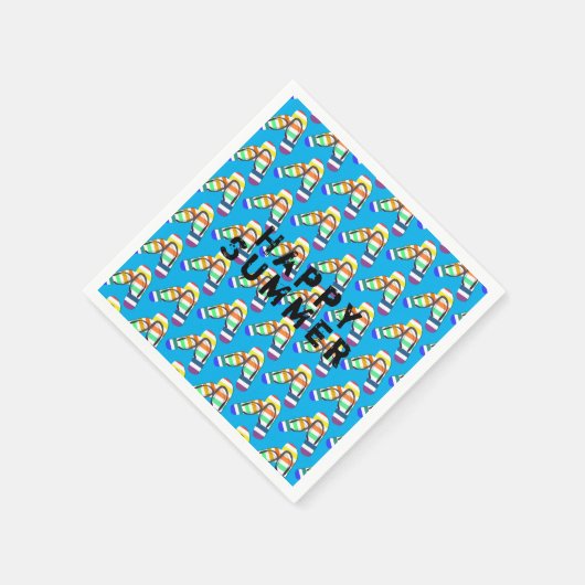 Serviette En Papier tongs arc-en-ciel d'été heureux (Coin)