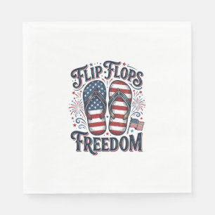 Serviette En Papier Tongs Liberté Design de T-shirt d'été patriotique_