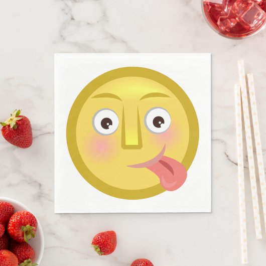 Serviette En Papier Tongue Out Emoji Funny Goofy Face (En situation)