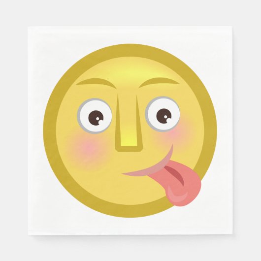 Serviette En Papier Tongue Out Emoji Funny Goofy Face (Devant)