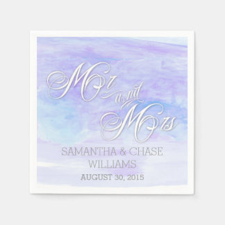 SERVIETTE EN PAPIER TONS DE BLUES MARIAGE DE COULEUR D'EAU