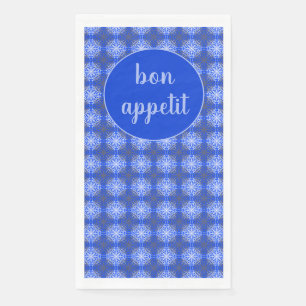 Serviette En Papier Tons de dentelle gris, bleu et blanc