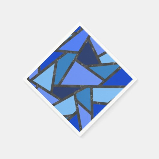 Serviette En Papier Tons de motif en vitrail bleu (Coin)