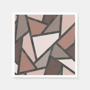 Serviette En Papier Tons de motif en vitrail marron
