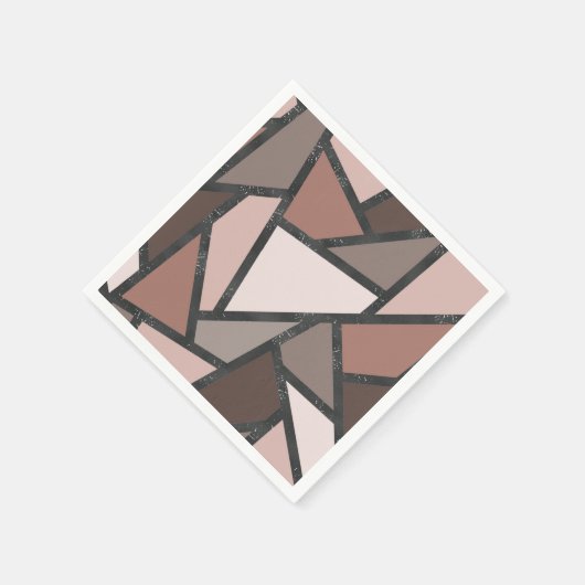 Serviette En Papier Tons de motif en vitrail marron (Coin)