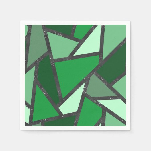 Serviette En Papier Tons de motif en vitrail vert (Devant)