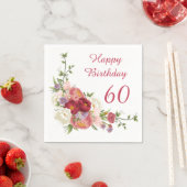 Serviette En Papier Tons de rose blanc Peony Flower Joyeux anniversair (En situation)
