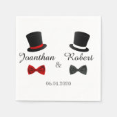 Serviette En Papier Top Chapeaux et Bow Cravates Gay Mariage Napkin (Devant)